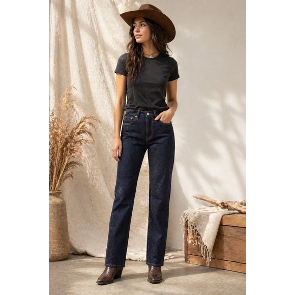 Levi's Denim - Levis Ribcage Straight Jeans Womens 29 Dark Wash High Rise Button Fly Western